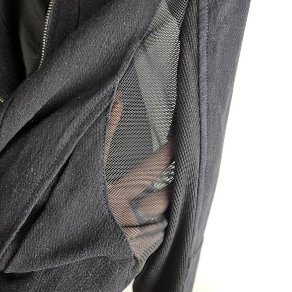 Blank NYC Crepe Mesh Mixed Media Moto Jacket L Black Double Zip - Picture 8 of 14